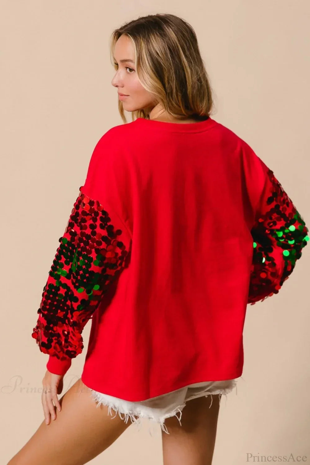 R&B | Weihnachts Pailletten Langarm Lässiges Sweatshirt