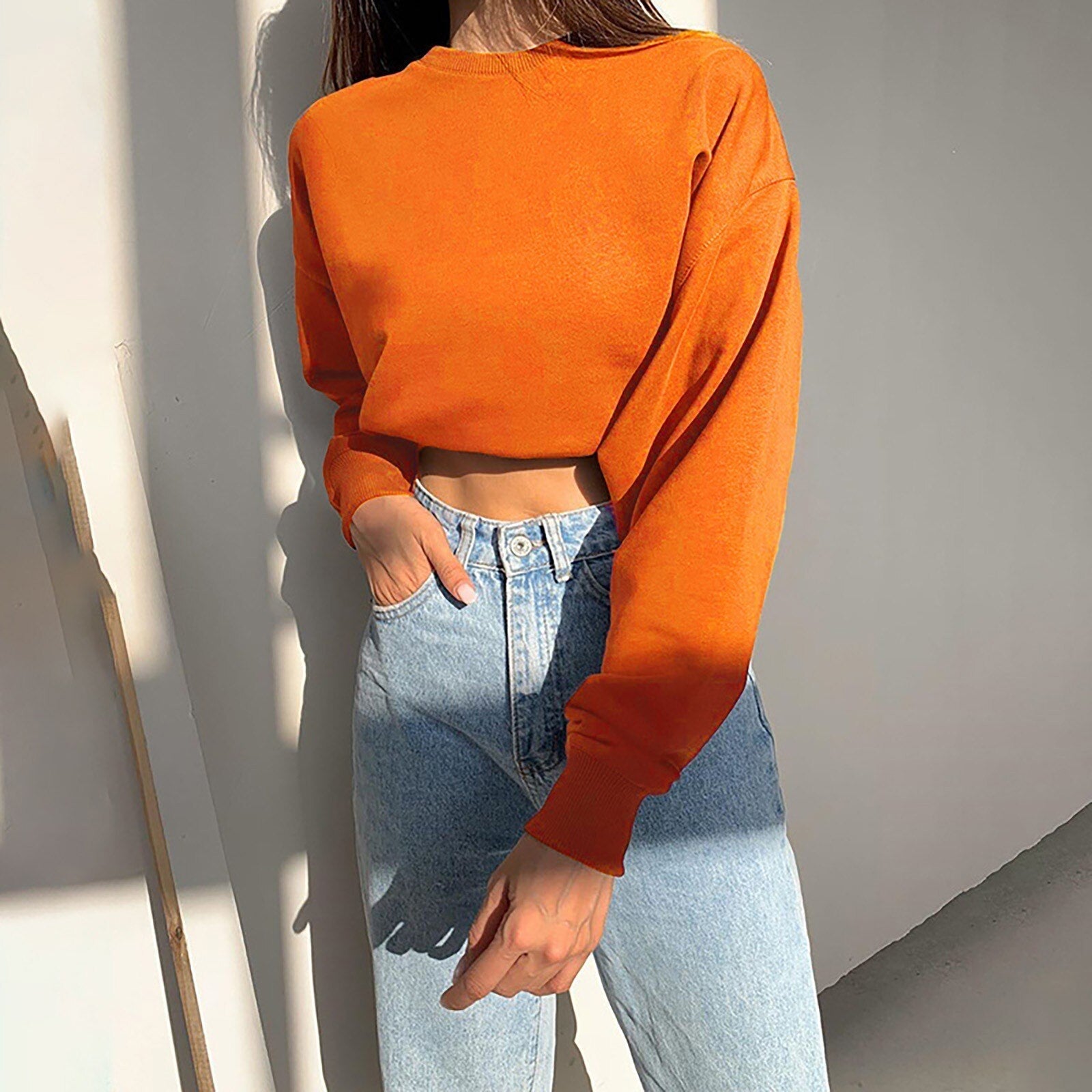 R&B | Gekürzter Langarmpullover für Frauen