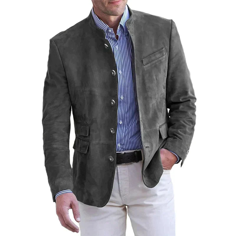 R&B Herrenjacke mit Stehkragen und Knopfleiste