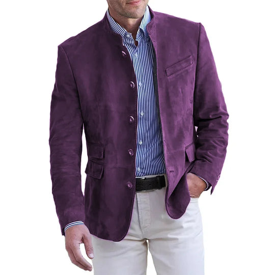 R&B Herrenjacke mit Stehkragen und Knopfleiste