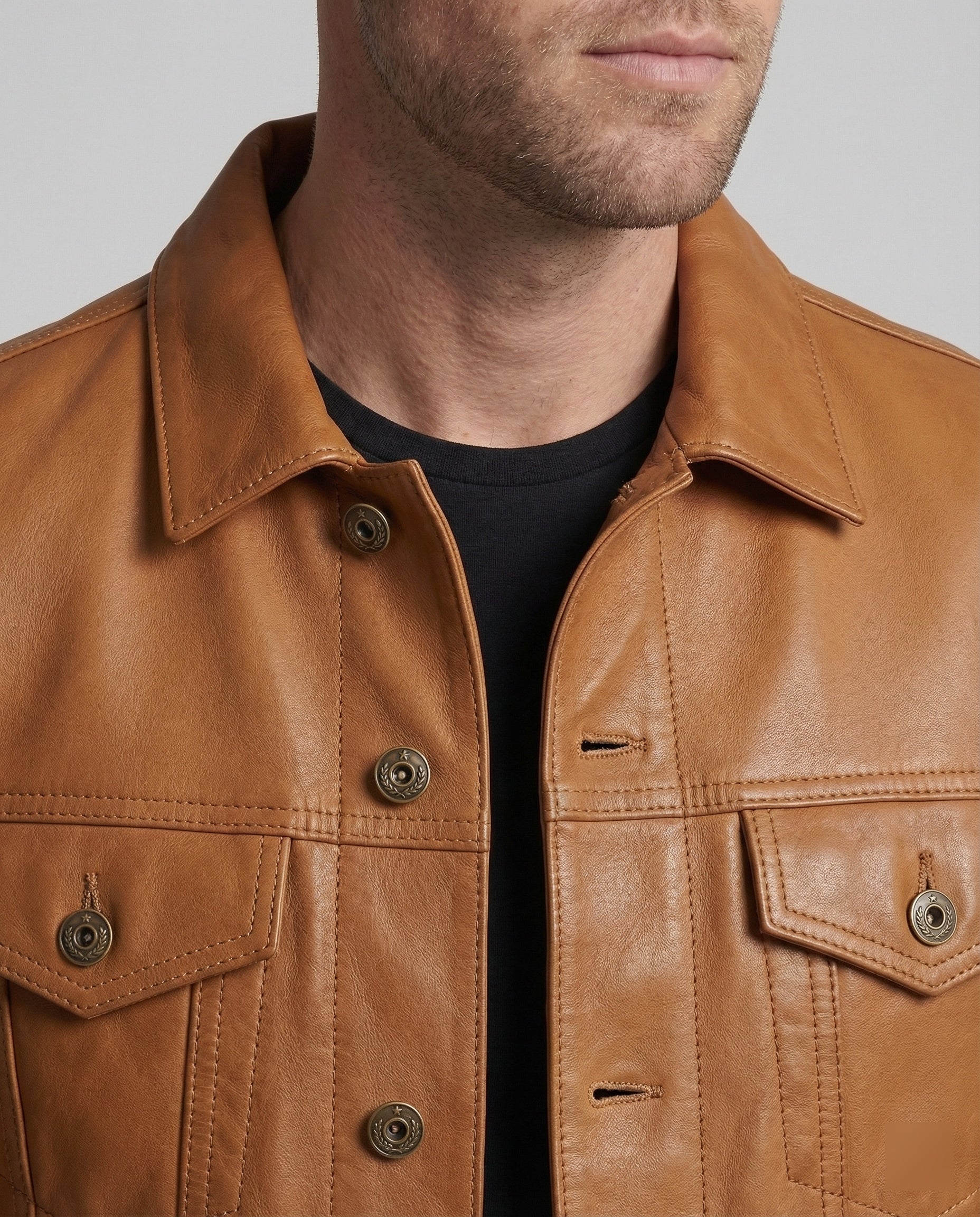 Herren Kunstleder Thermojacke