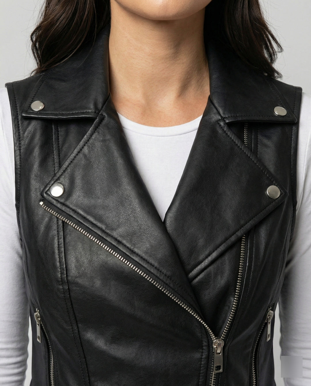 Damen Kunstleder Bikerjacke mit Gürtel