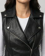 Damen Kunstleder Bikerjacke mit Gürtel
