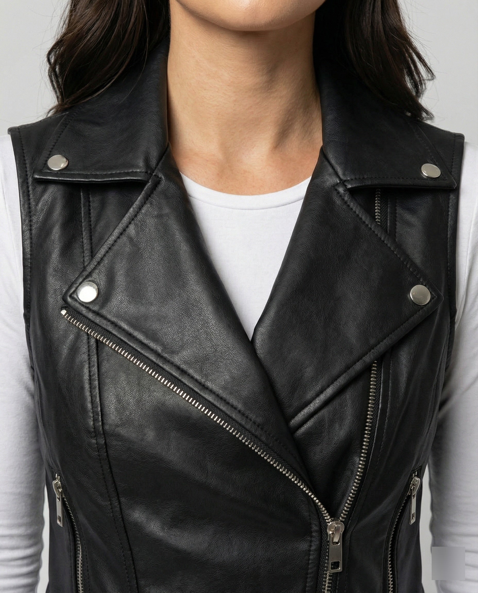 Damen Kunstleder Bikerjacke mit Gürtel
