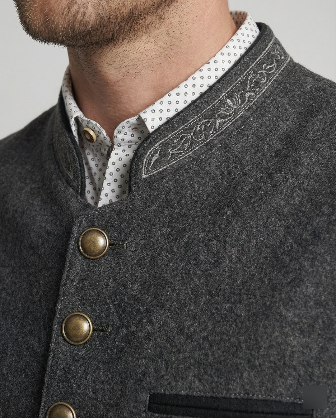 R&B - Elegante Herren Trachtenweste Grau Traditionell