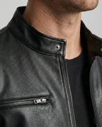 Herren Elegante Kunstlederjacke mit Steppdetails