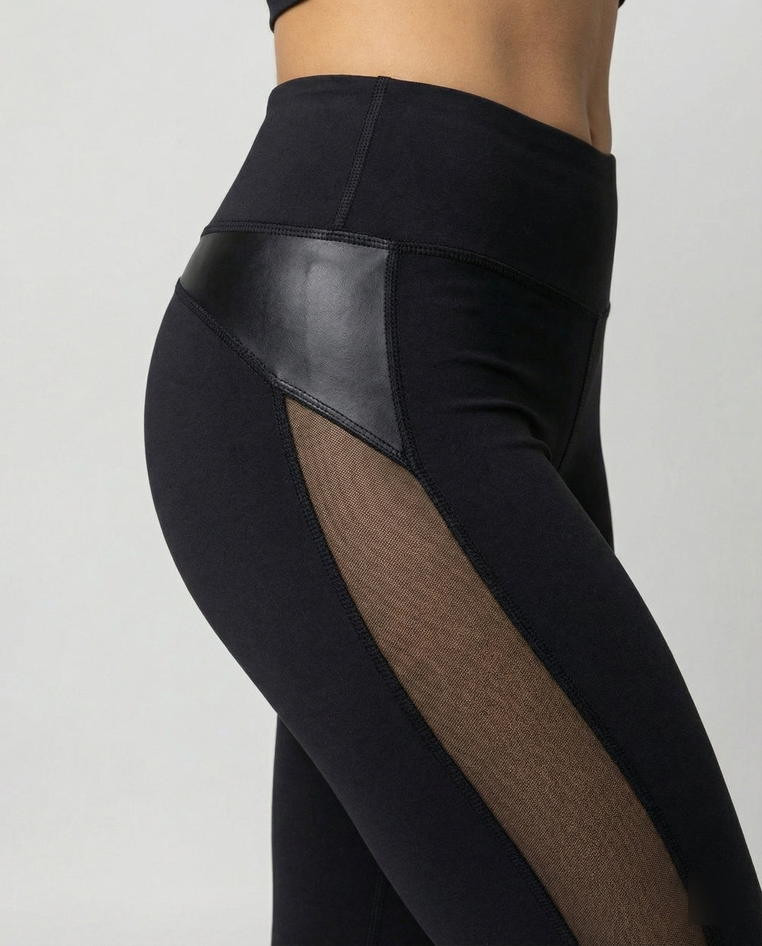 Damen Sport-Leggings mit atmungsaktivem Mesh-Einsatz R&B