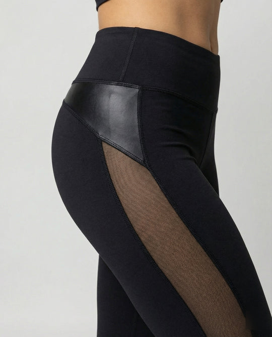 Damen Sport-Leggings mit atmungsaktivem Mesh-Einsatz R&B