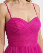 Damen Tüll Maxikleid mit Herz Ausschnitt
