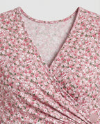 Damen Wickel-Blumenkleid mit kurzen Ärmeln