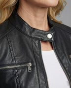 Damen Lederjacke Schwarz Bikerjacke