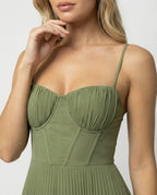 R&B | Midi Ärmellos Kleid Mit Gefälteltem Tüll-Bustier