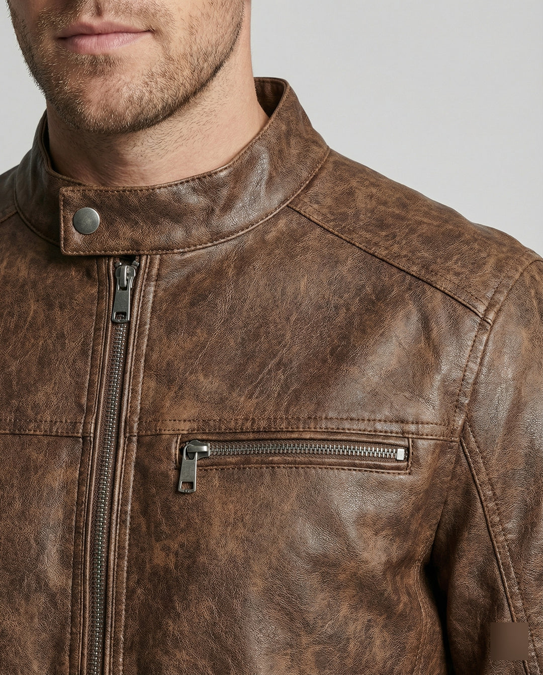 Herren Vintage Lederjacke asymmetrisch