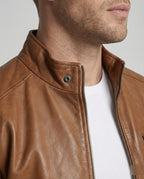 Herren Kunstlederjacke mit Stehkragen modern