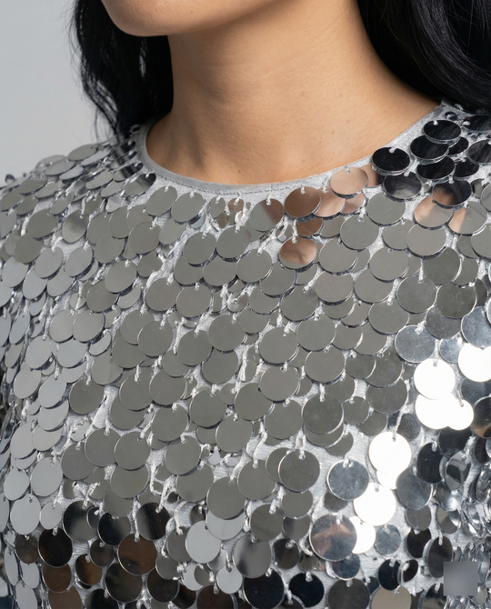 Damen Funkelndes Pailletten Cocktailkleid mit ausgestellten Ärmeln R&B