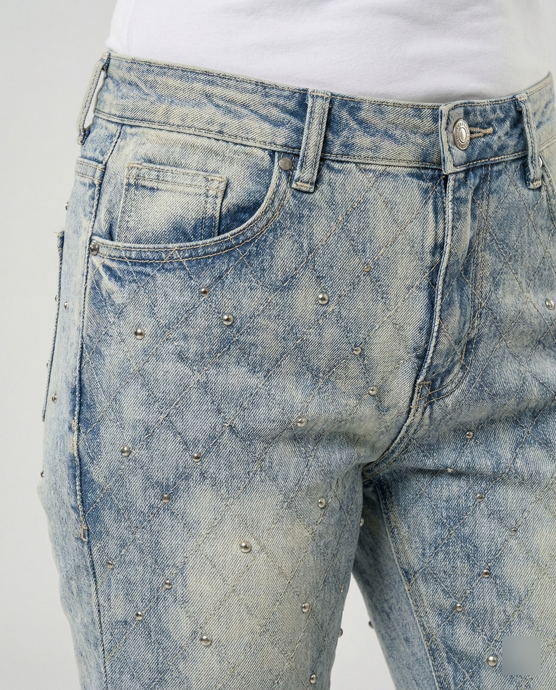 Damen Jeans mit Perlen gerades Bein