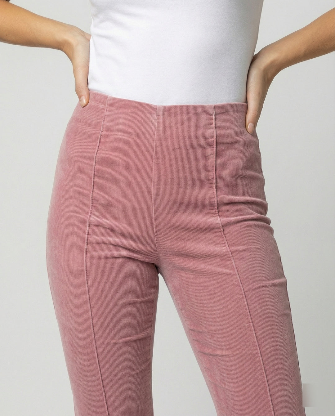 Damen Flared Cord-Hose mit hohem Bund und weichem Material R&B