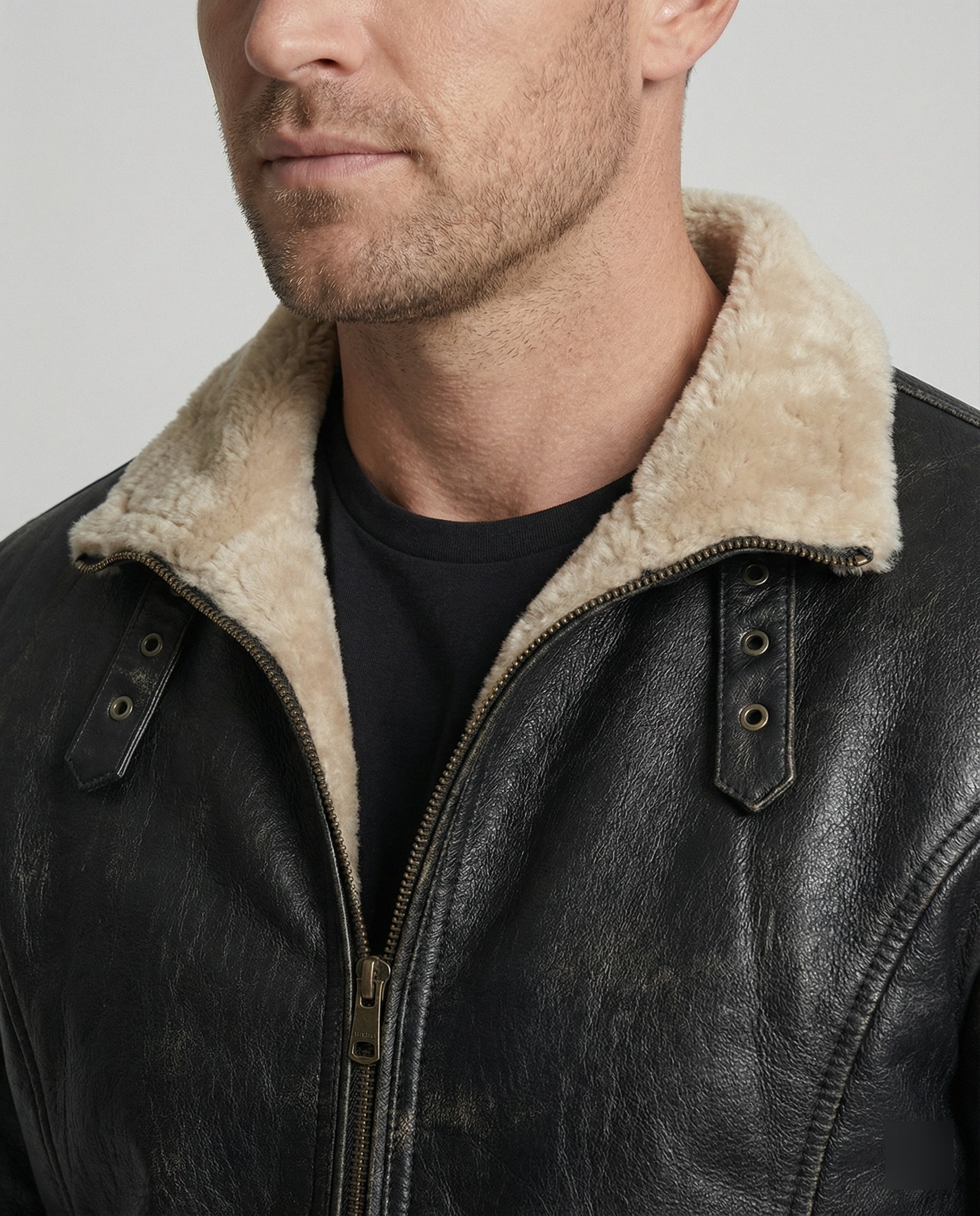 Herren Kunstlederjacke mit warmem Innenfutter
