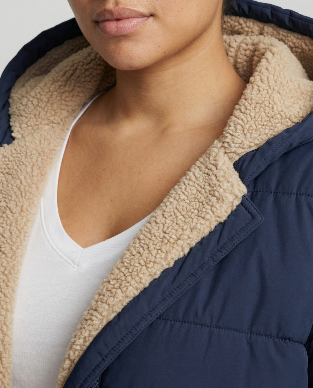 Damen lange, gefütterte Winterjacke mit Fleece-Futter R&B