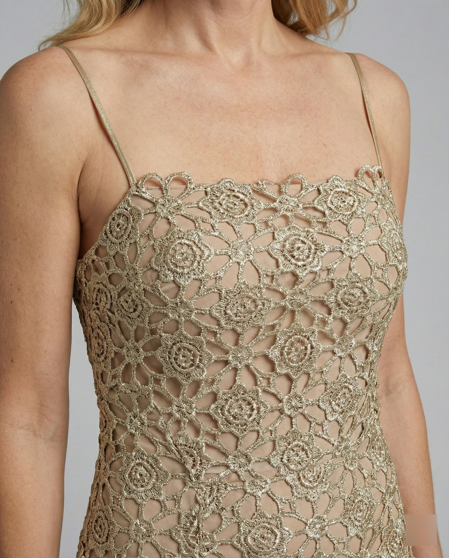 Damen Spitzen Maxikleid figurbetont