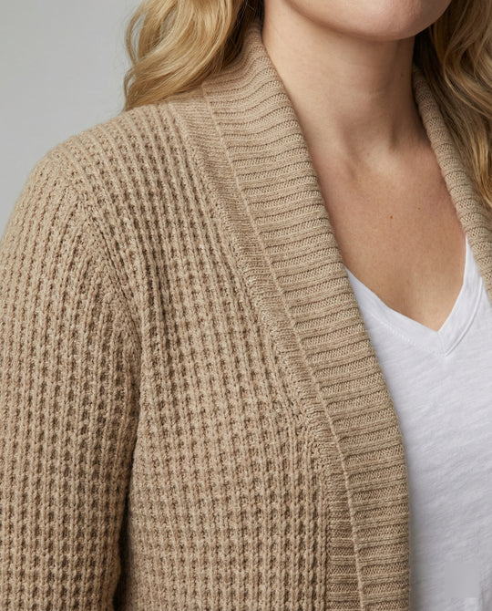 R&B | Strickjacke Weiches Strickmaterial Lockere Passform Offene Vorderseite Taschen Lange Ärmel