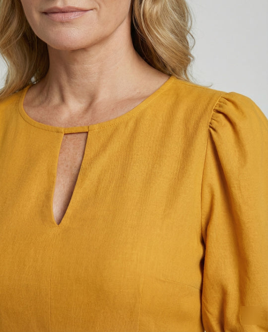 Damen Midikleid mit Ballonärmeln