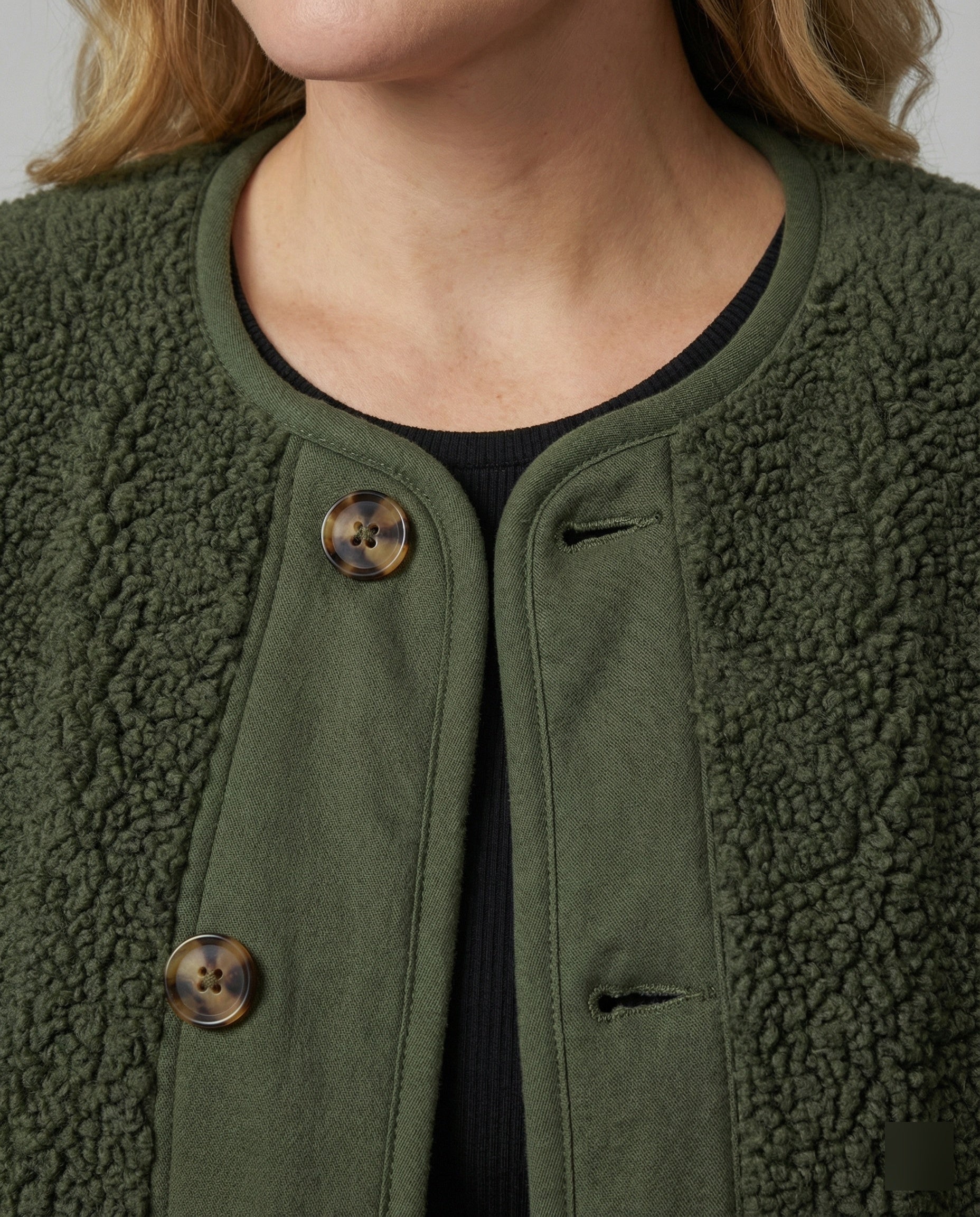 R&B | Damen Warme Winterjacken - Lässige Langarm Button-up Fleecejacke aus Sherpa