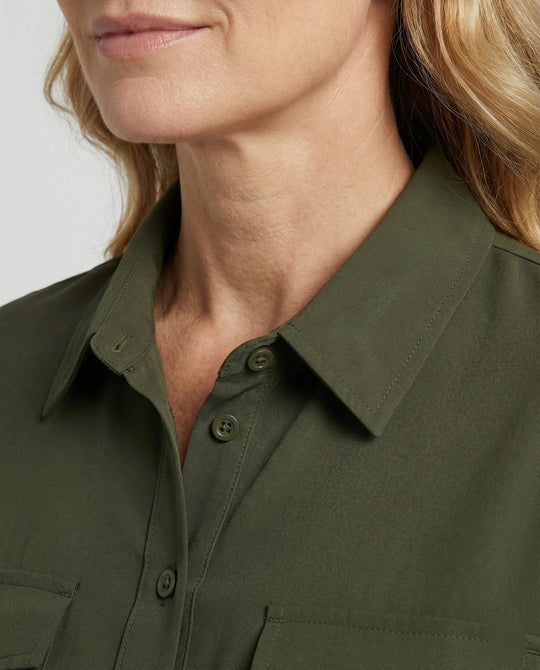 Langarmbluse Damen mit Brusttaschen
