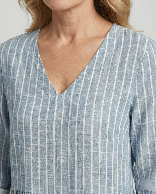 Damen Boho Maxikleid Sommer Leinenoptik
