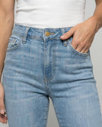 Damen Flared Jeans mit hohem Bund und fransigem Saum R&B
