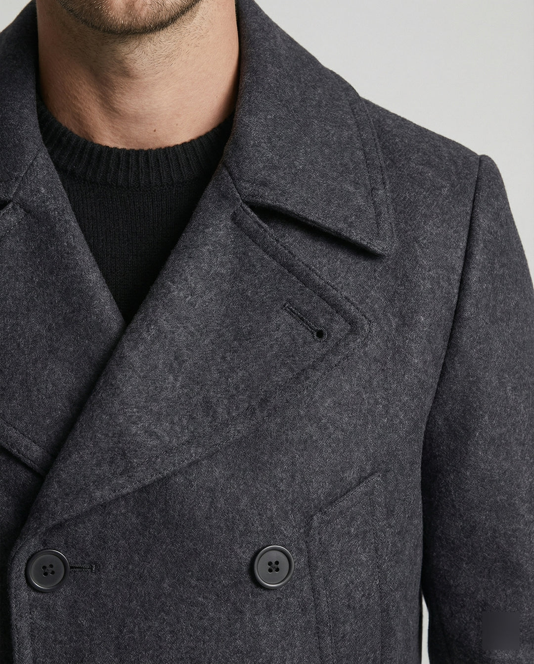Herren eleganter doppelt-knöpfiger Übermantel aus hochwertigem Material R&B