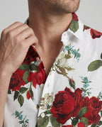 Kurzarmhemd Herren Blumenmuster Leinenoptik
