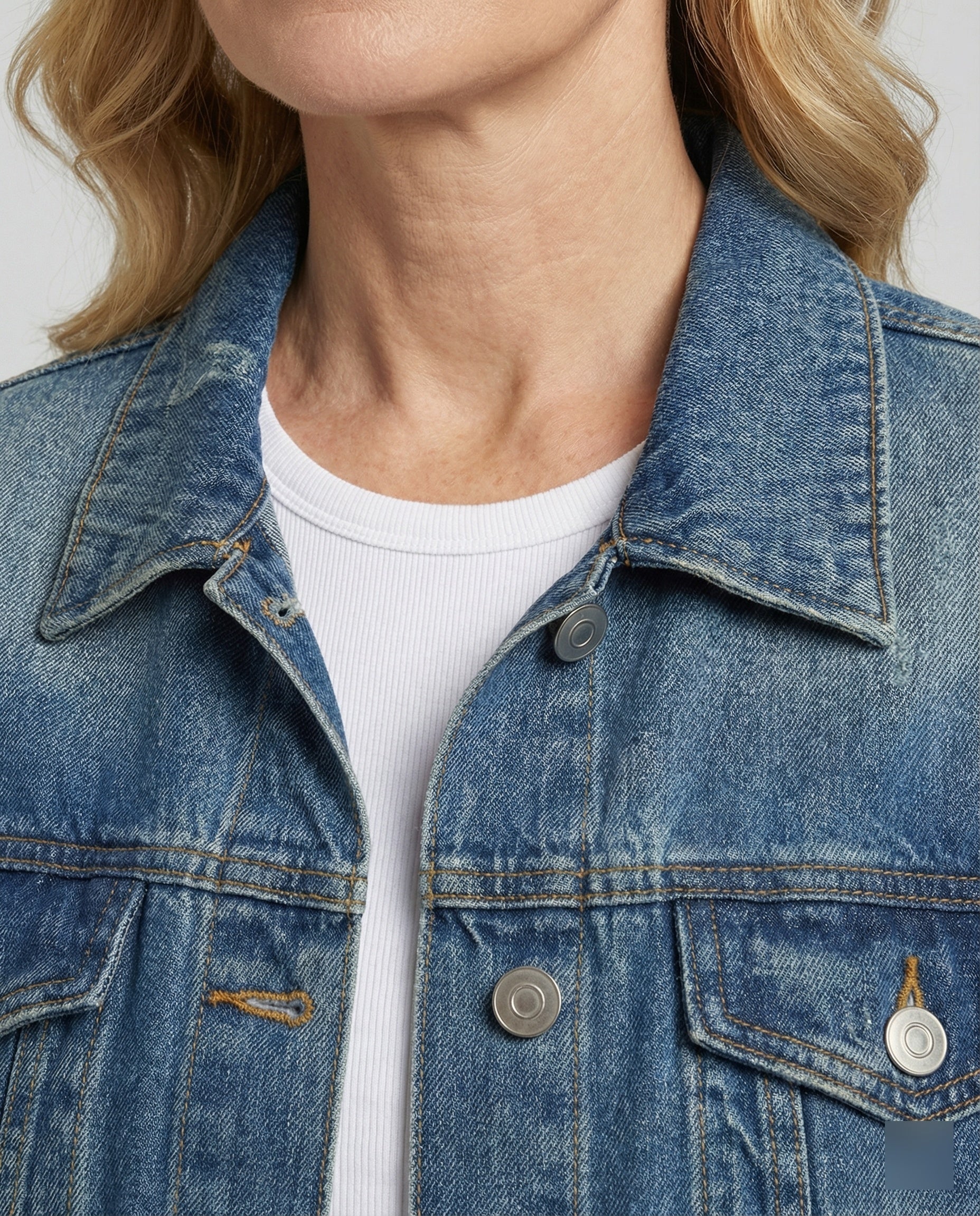 Damen Jeansjacke weit Used Look