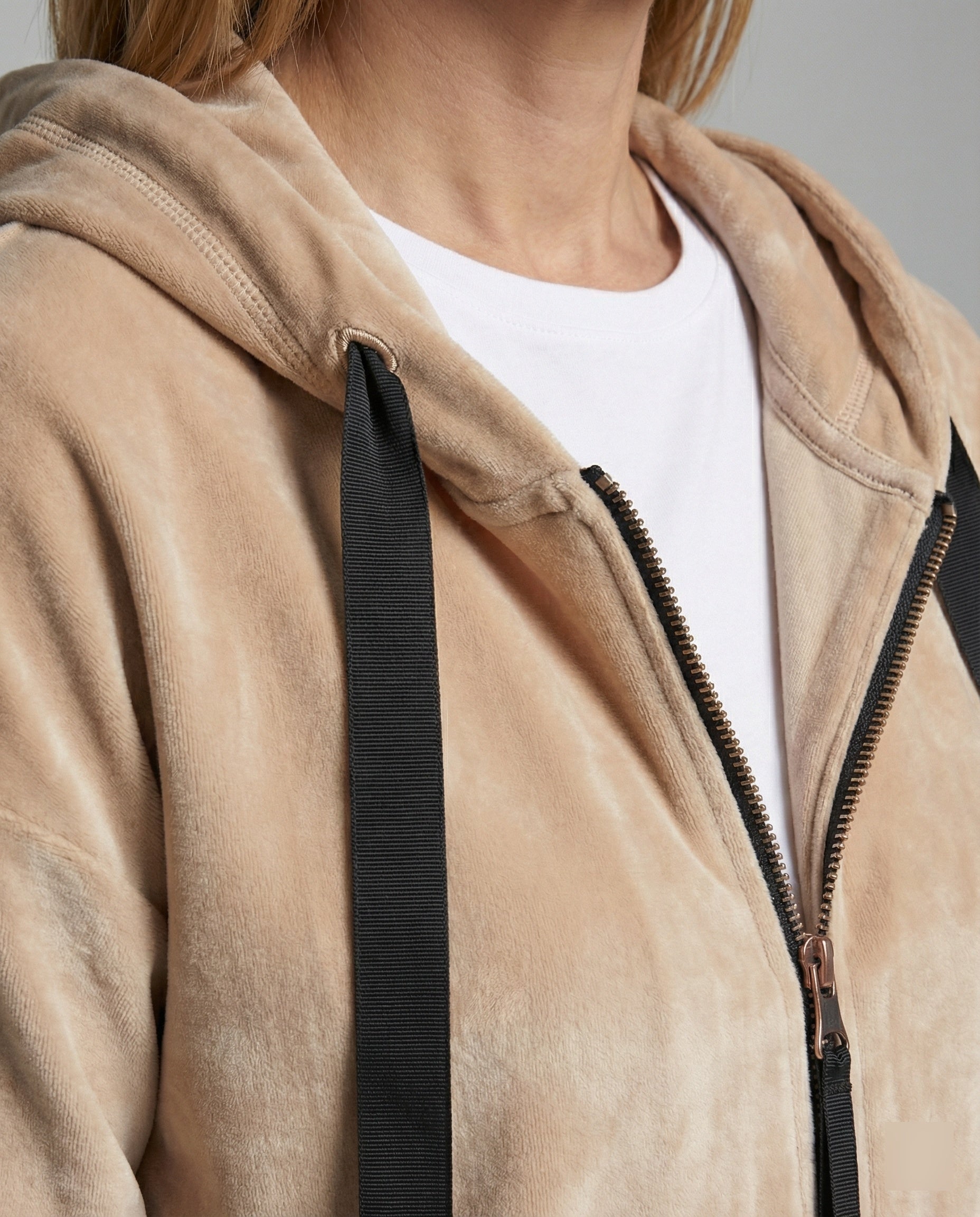 Freizeitkleidung Damen Velours Kapuzenjacke