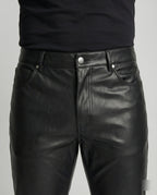 Herren Kunstleder Hose Slim Fit mit Taschen
