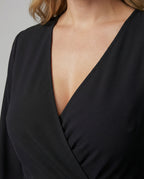 Damen Wickelkleid mit voluminösen Ärmeln und elegantem Taillengürtel R&B