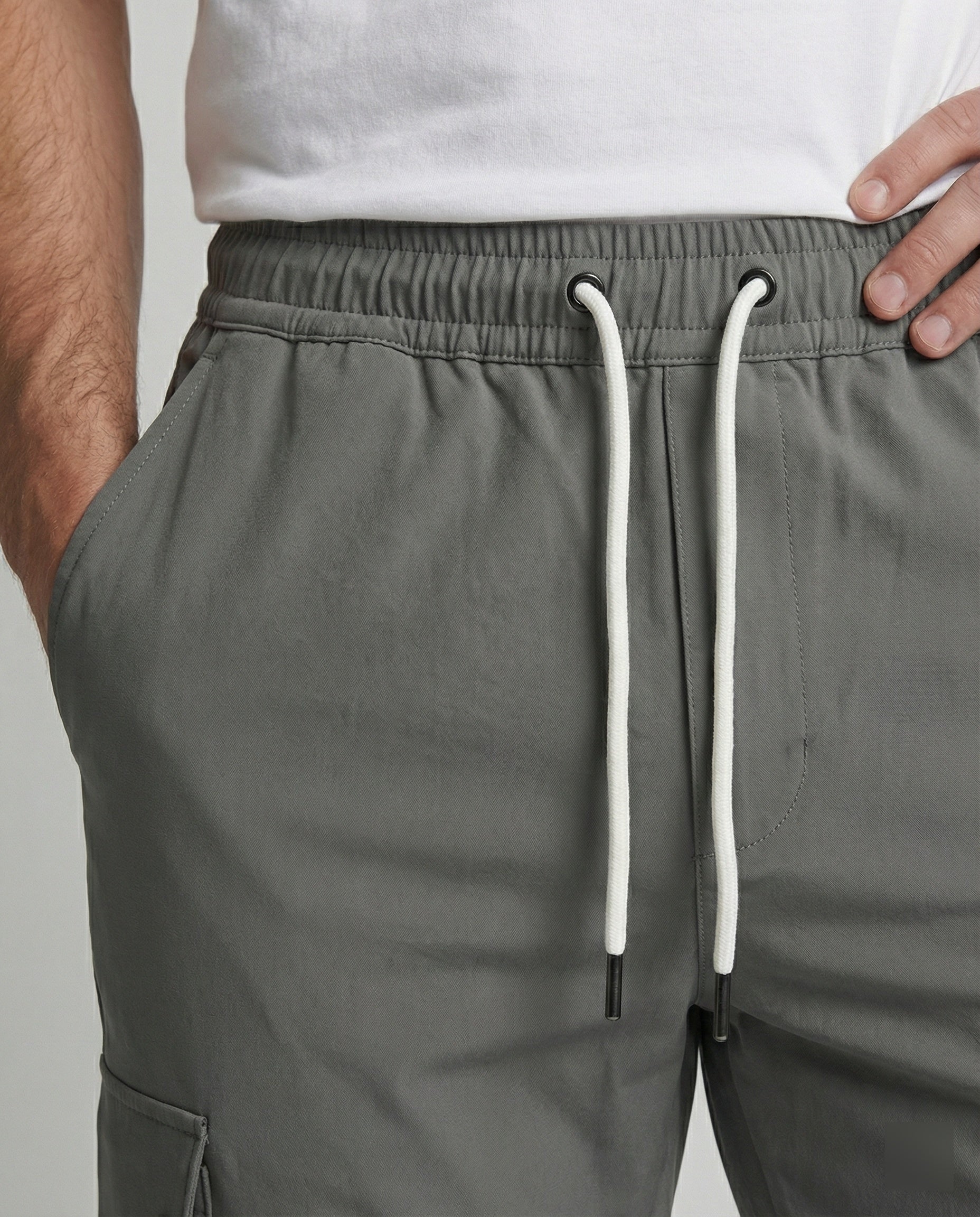 Herren cargo Hose mit innovativen Taschen und elastischem Bund Hedi-Mode