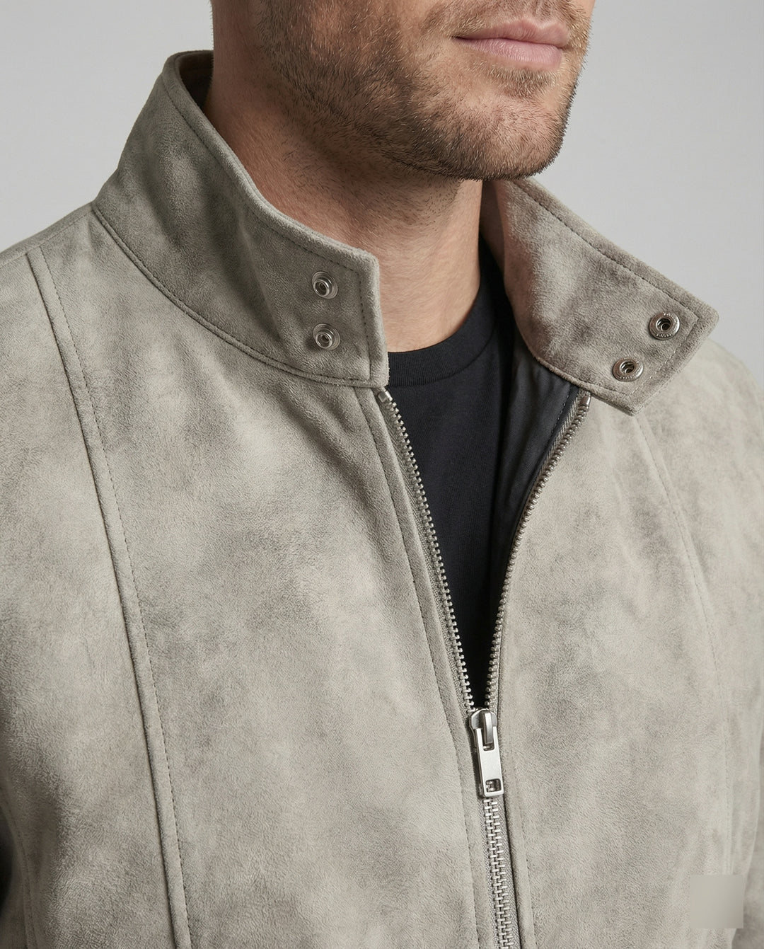 Herren Velours Kurzjacke Stehkragen