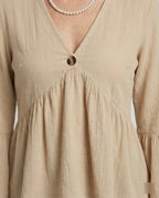 Bluse Damen Babydoll Baumwolle