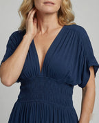 Damen Maxikleid Sommer V-Ausschnitt Schlitz