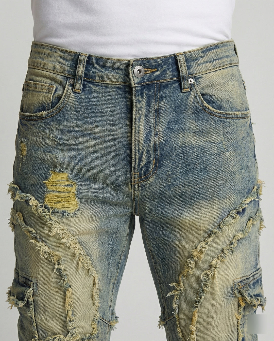 Herren Destroyed Jeans mit Cargotaschen