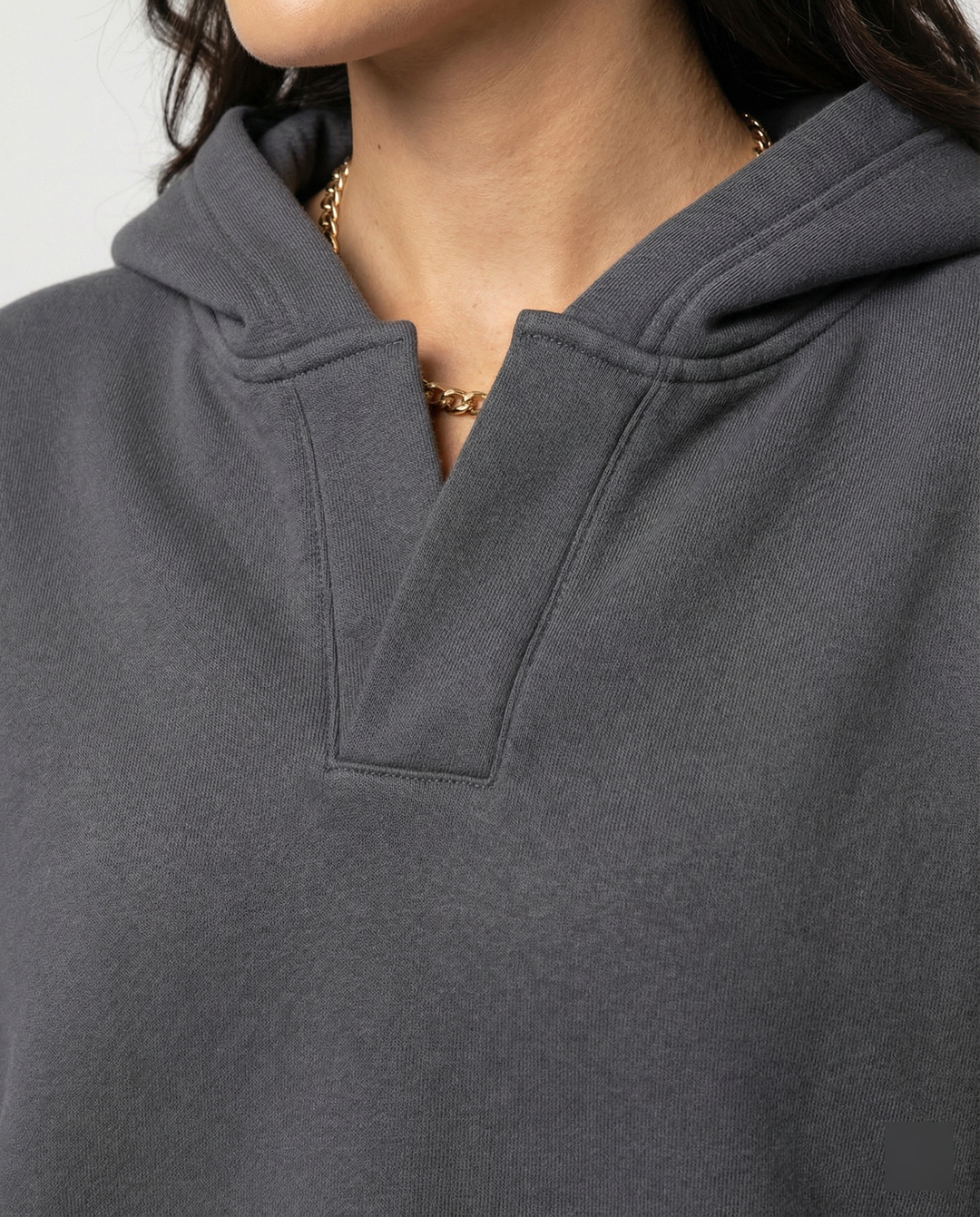 Damen Oversized Kapuzensweatshirt mit lässigem Stehkragen und langen Ärmeln R&B