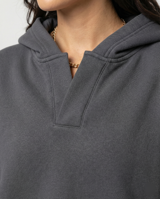 Damen Oversized Kapuzensweatshirt mit lässigem Stehkragen und langen Ärmeln R&B