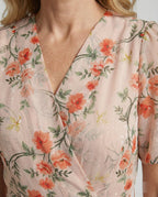 Damen Midikleid Wickeloptik floral