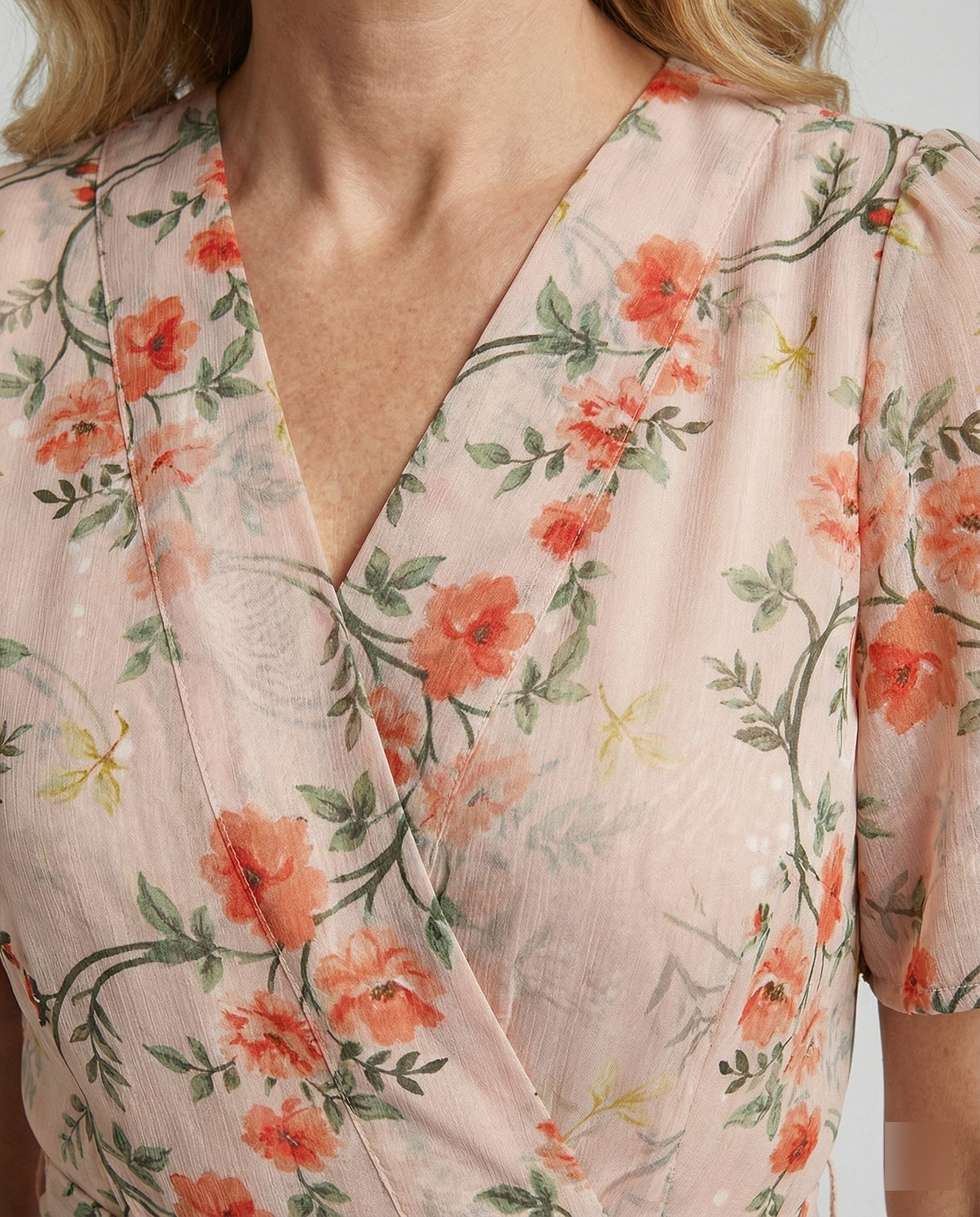 Damen Midikleid Wickeloptik floral