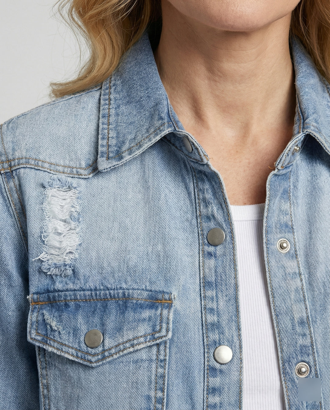 Damen Jeansjacke Hemdschnitt weit