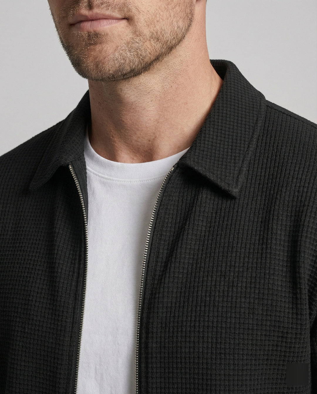 Herren Eleganter Langarmshirt mit strukturierter Oberflächenbeschaffenheit und hochwertigem Reißverschluss R&B