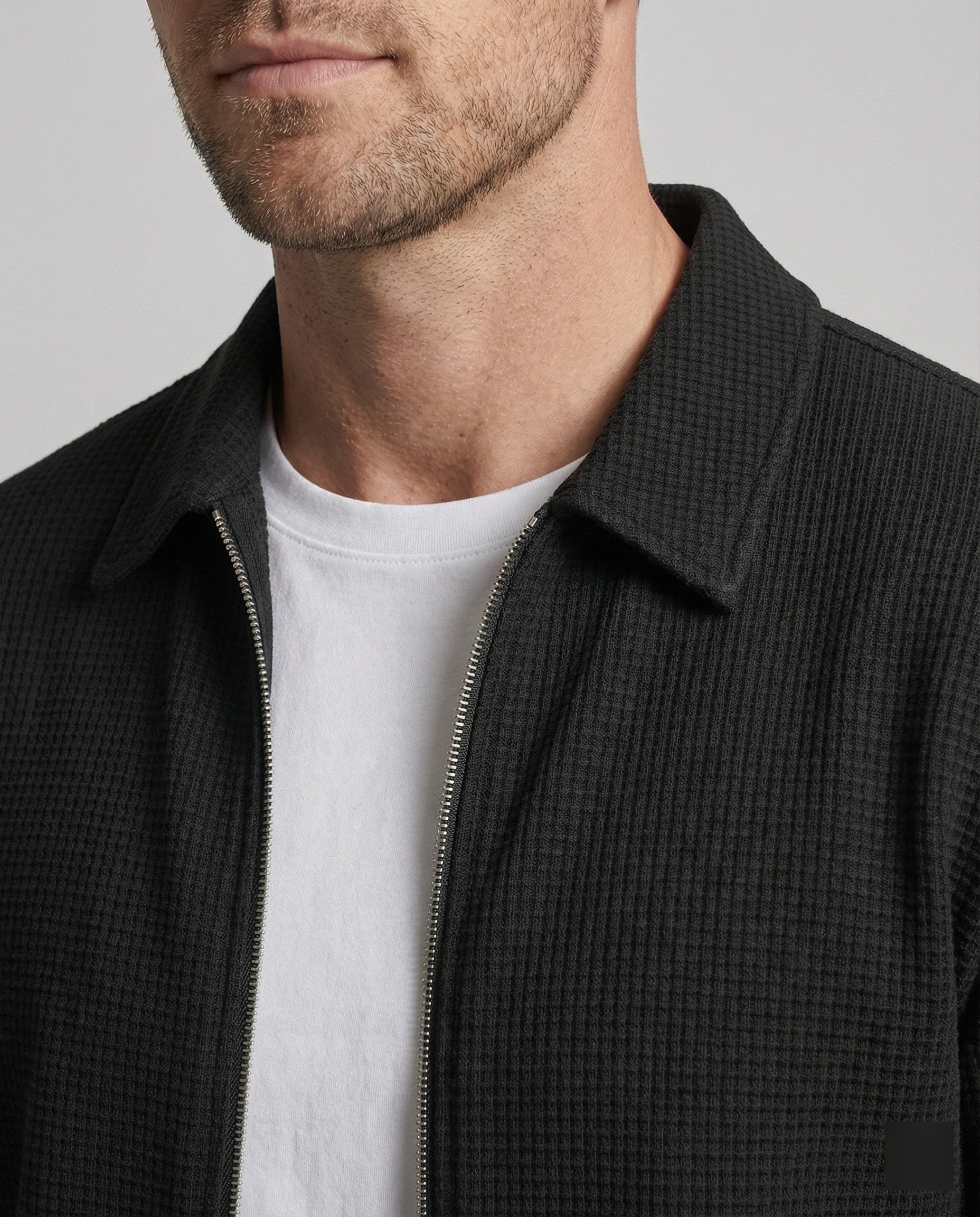 Herren Eleganter Langarmshirt mit strukturierter Oberflächenbeschaffenheit und hochwertigem Reißverschluss R&B