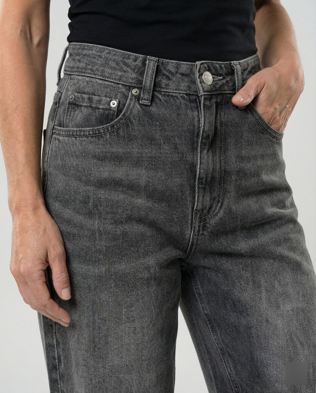 Damen Jeans weit High Waist Used