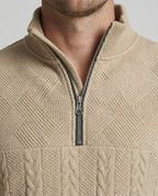 Herren Strickpullover mit hohem Kragen und modernem Reißverschluss R&B
